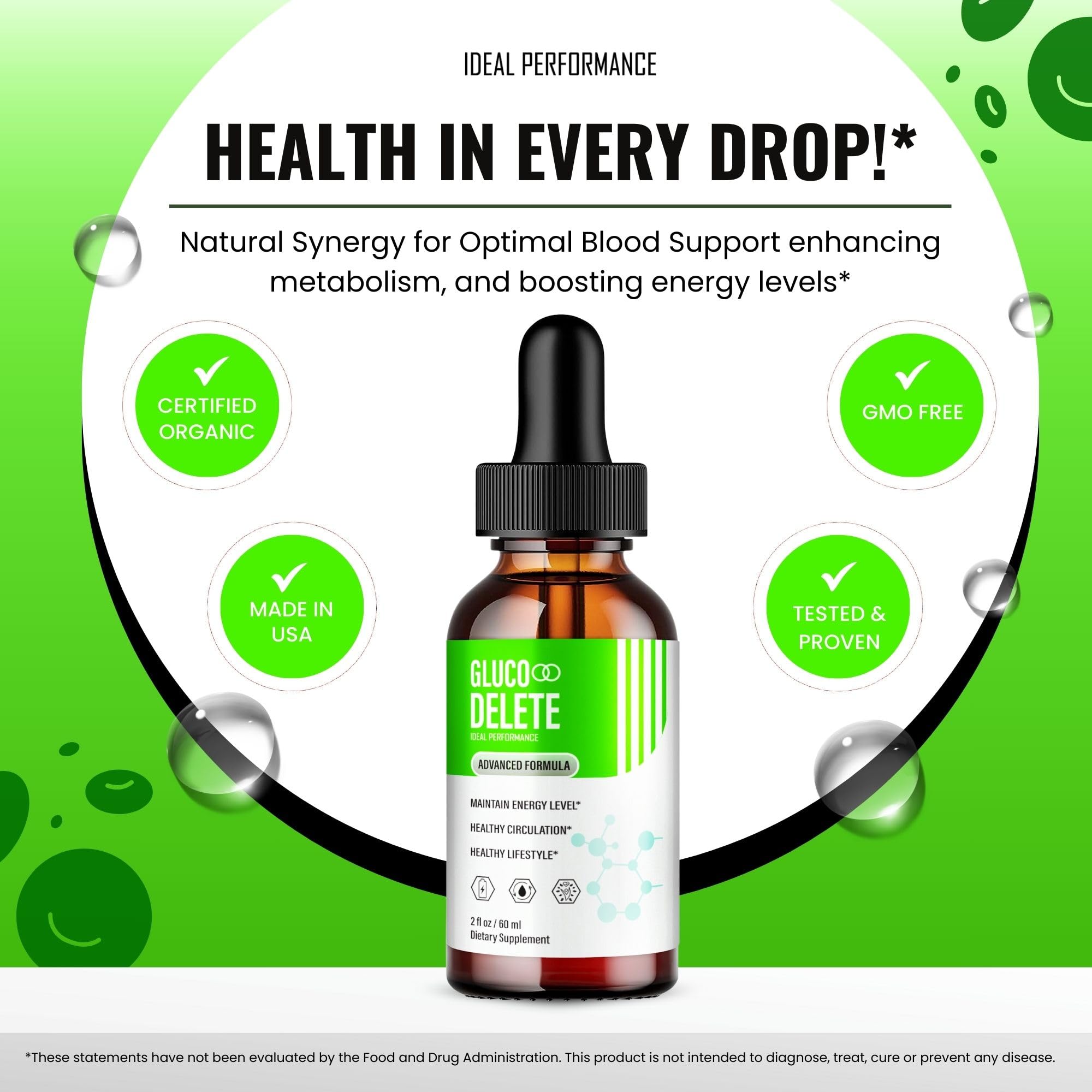 IDEAL PERFORMANCE drops splash reflects product texture and quality.