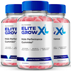IDEAL PERFORMANCE Elite Grow XL Gummies bottle shows all natural ingredients for daily stamina