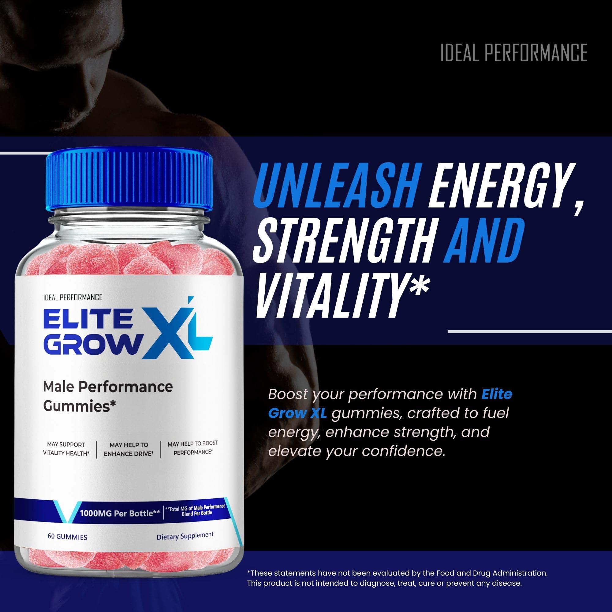 IDEAL PERFORMANCE Elite Grow XL gummies being poured into hand