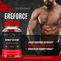 IDEAL PERFORMANCE Ereforce Gummies ingredients list emphasizing natural components.