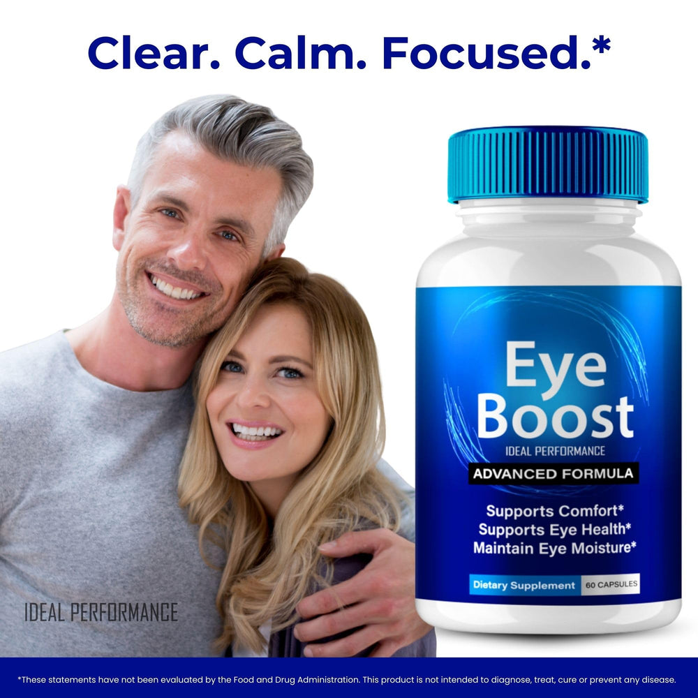 IDEAL PERFORMANCE Eye Boost capsules held in hand for easy daily use