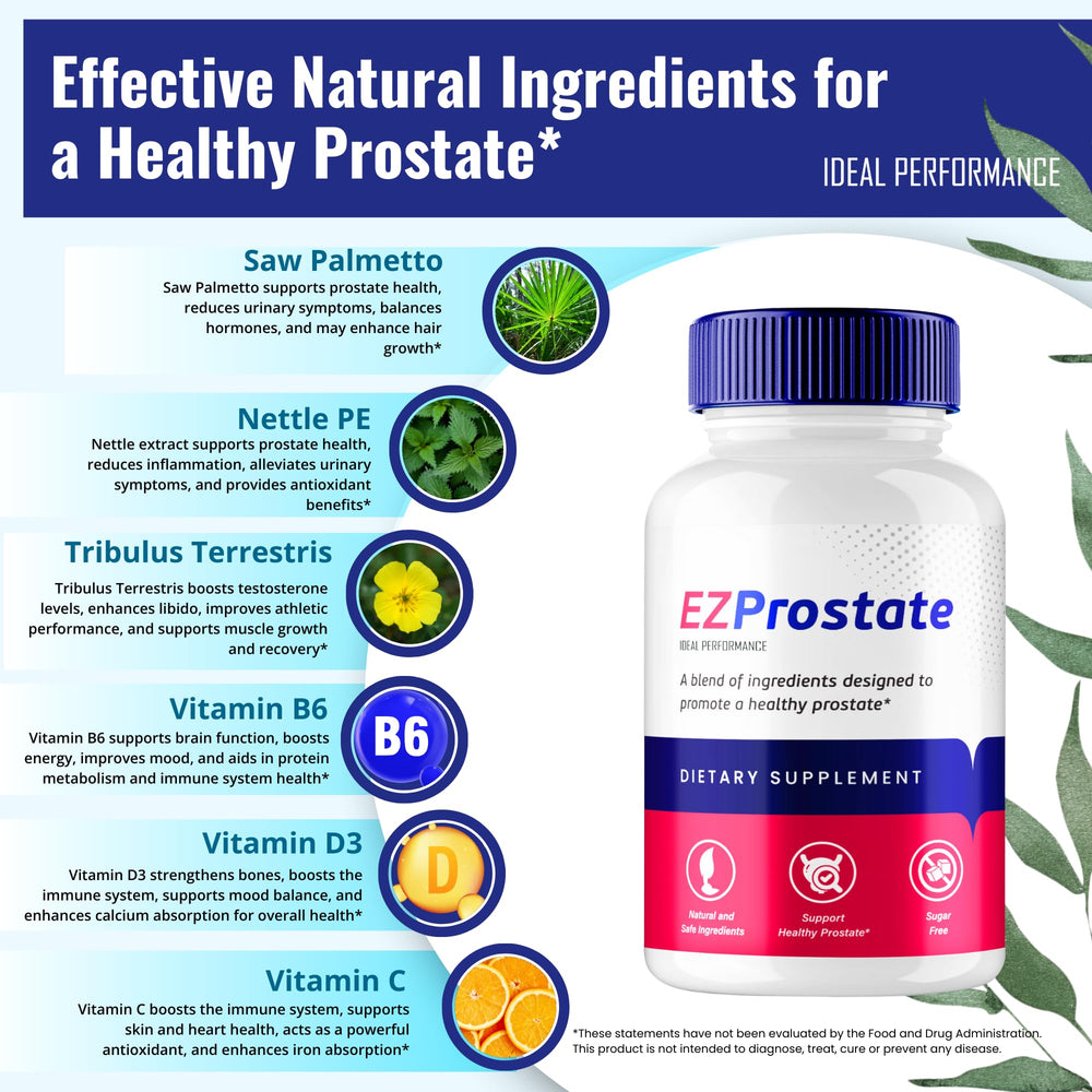 EZ Prostate Pills daily-use setup shown on a countertop
