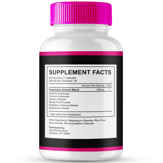 IDEAL PERFORMANCE Femina Nighttime Capsules label close-up highlighting premium ingredients.