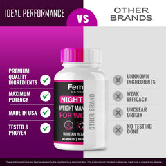 IDEAL PERFORMANCE Femina Nighttime Capsules tea-time setup, bedtime convenience.