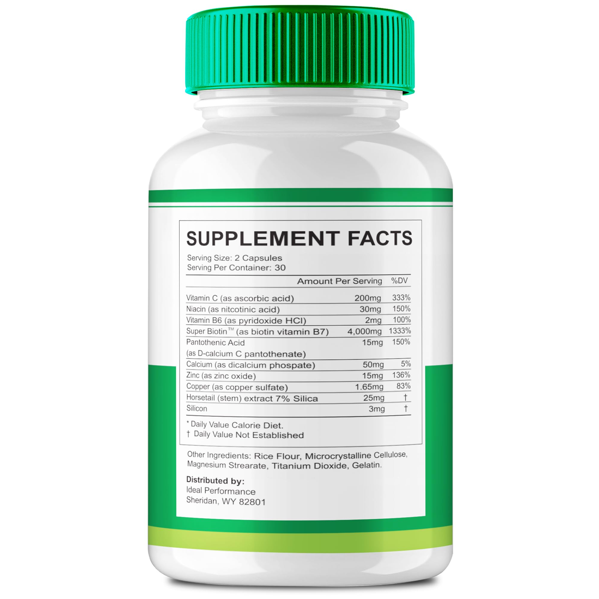 IDEAL PERFORMANCE Flexigenics bottle label close-up for informed choice.