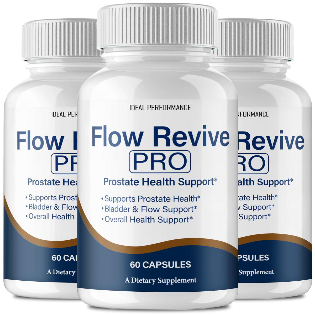 IDEAL PERFORMANCE Flow Revive bottle front view highlights daily wellness support