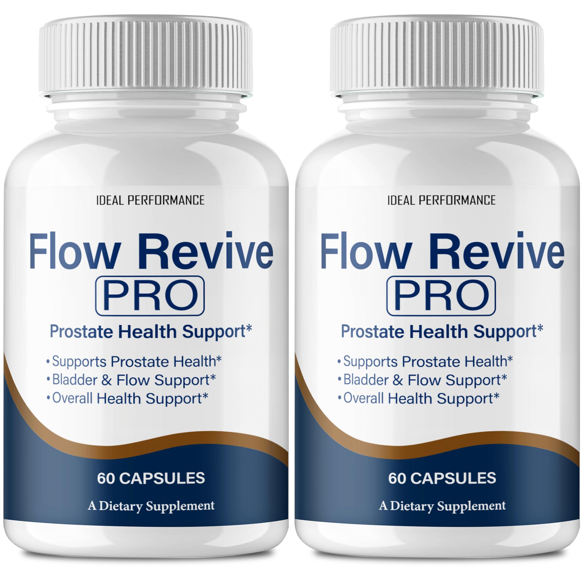 IDEAL PERFORMANCE Flow Revive pills bottle front for easy daily use.