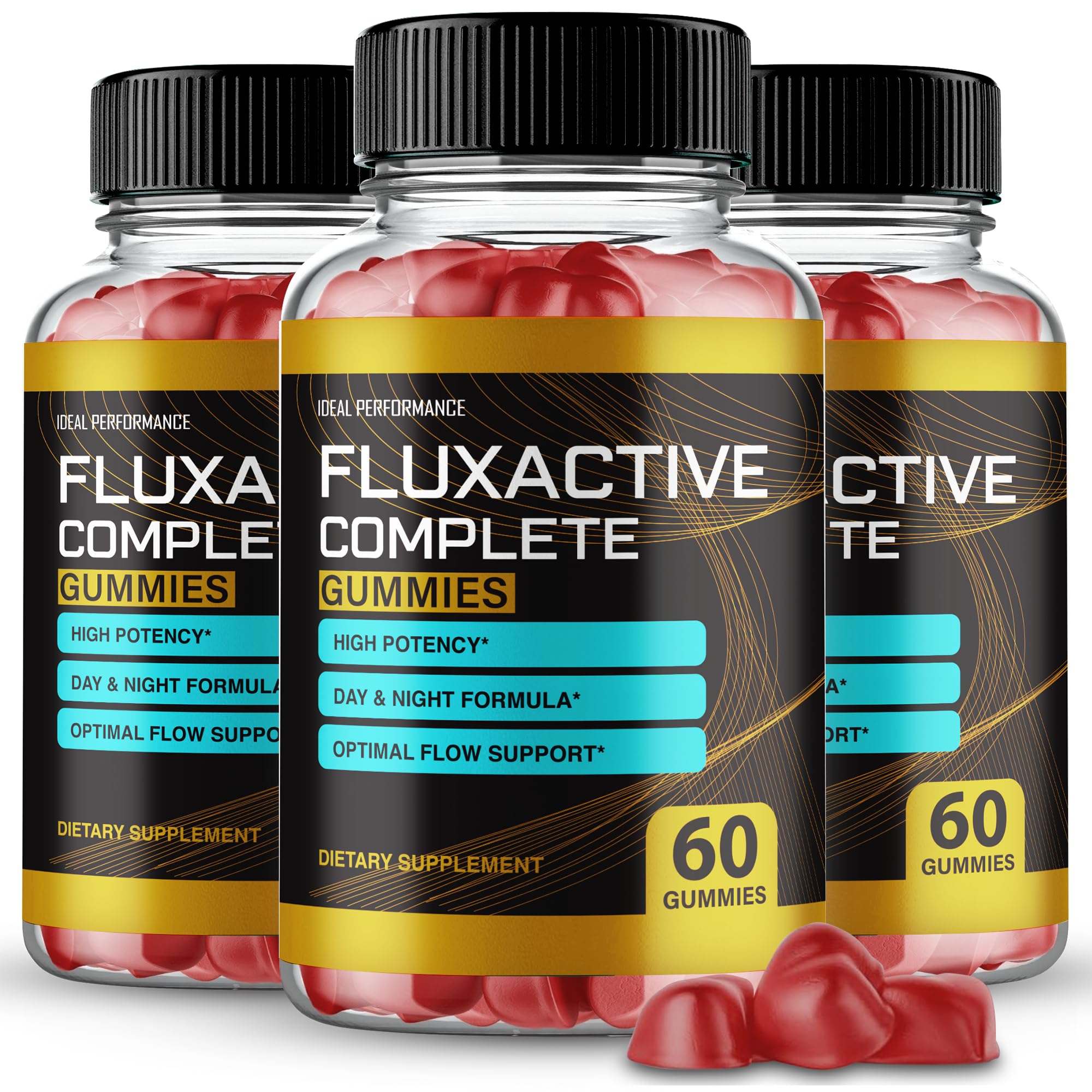 IDEAL PERFORMANCE Fluxactive Complete Gummies 3-pack front view for convenient daily use
