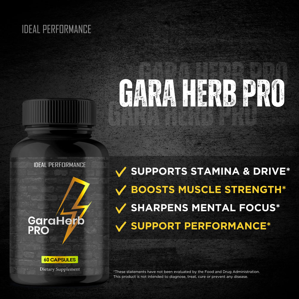 IDEAL PERFORMANCE Garaherb usage guide illustrating easy daily intake