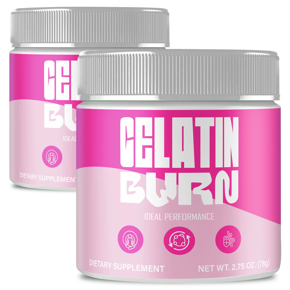 IDEAL PERFORMANCE Gelatin Burn Powder tub close-up for energy support.