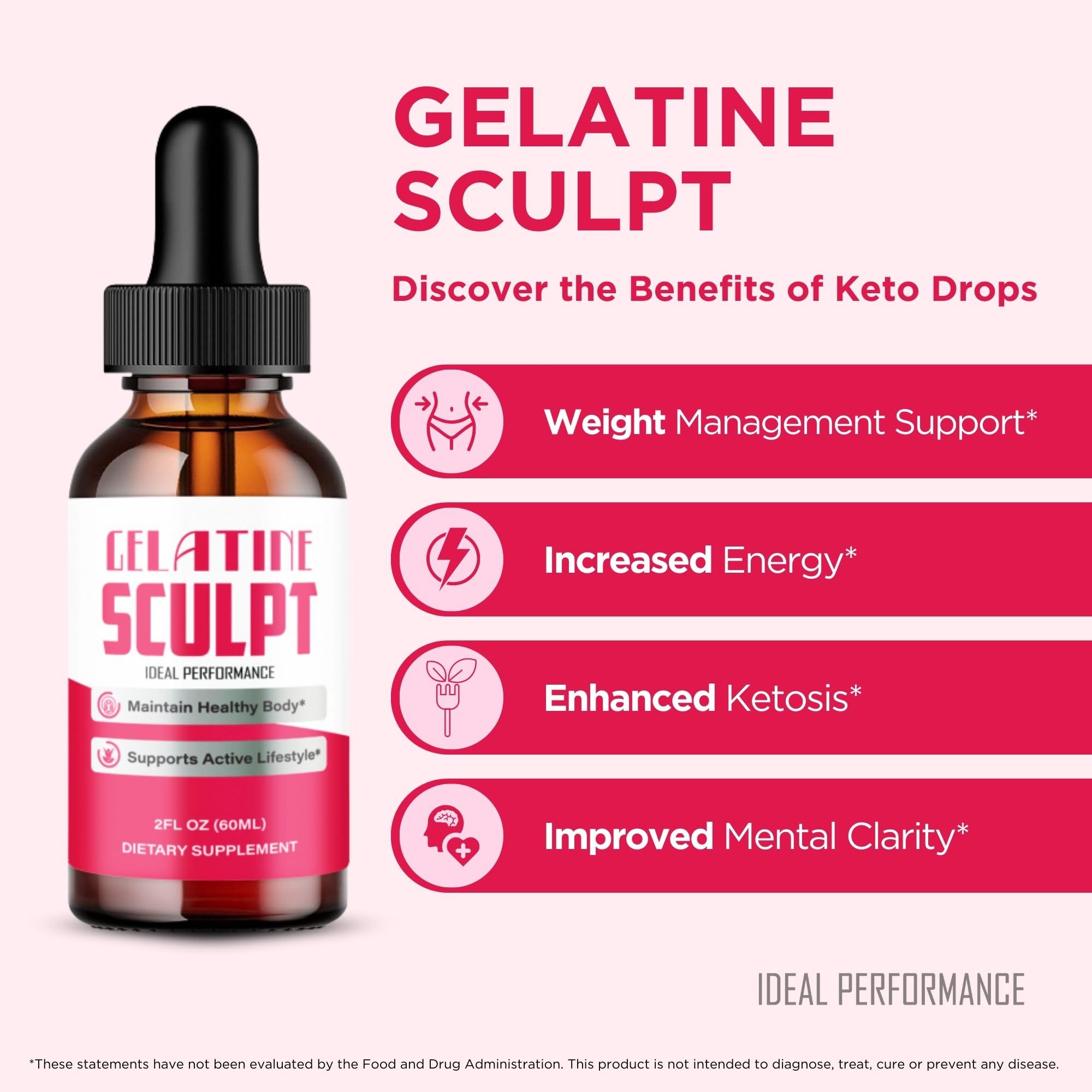 IDEAL PERFORMANCE Gelatine Sculpt Drops liquid over glass illustrating easy mixability