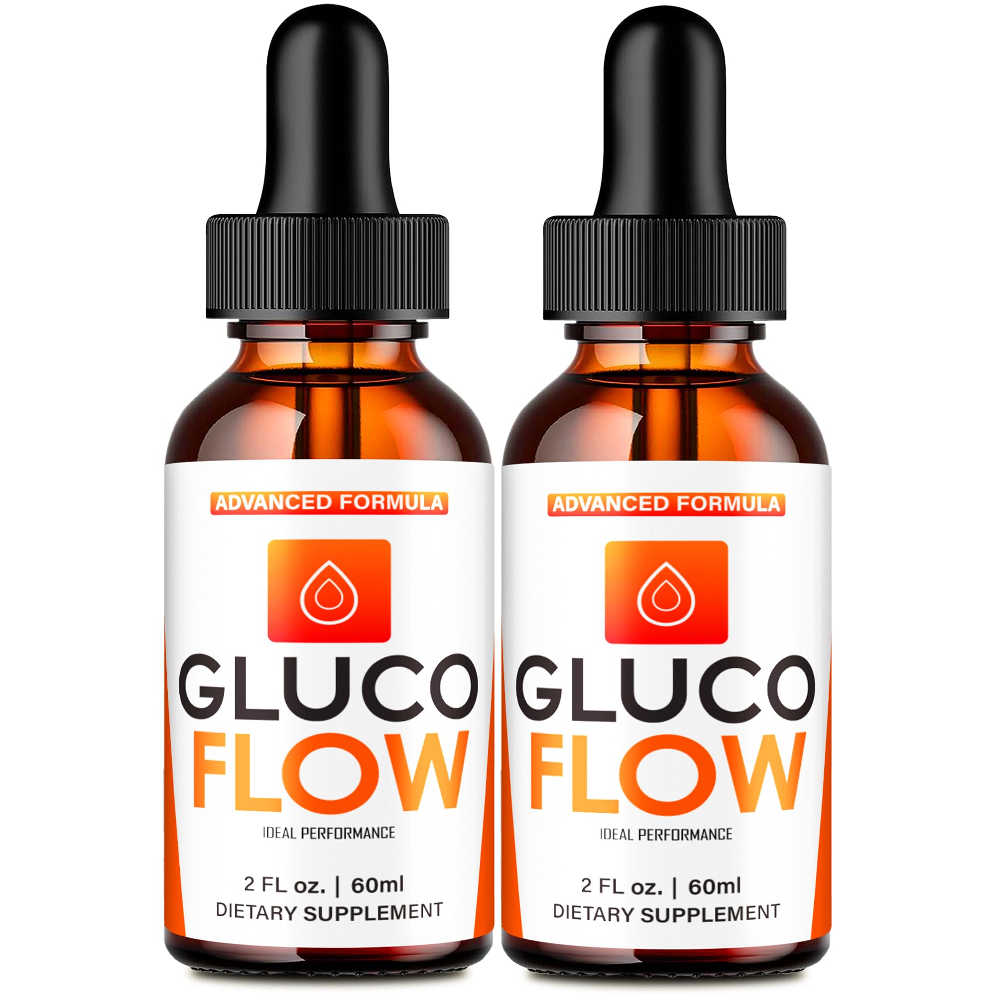 IDEAL PERFORMANCE Gluco Flow Drops bottle in focus, highlighting natural support for healthy circulation
