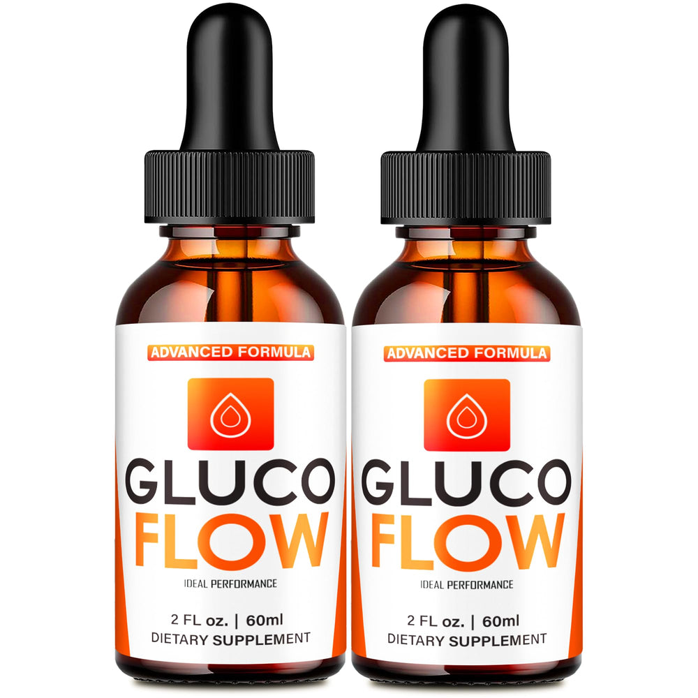 IDEAL PERFORMANCE Gluco Flow Drops bottle in focus, highlighting natural support for healthy circulation