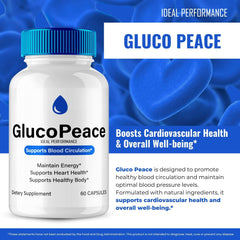 IDEAL PERFORMANCE Gluco Peace pills ingredients label shows natural components.