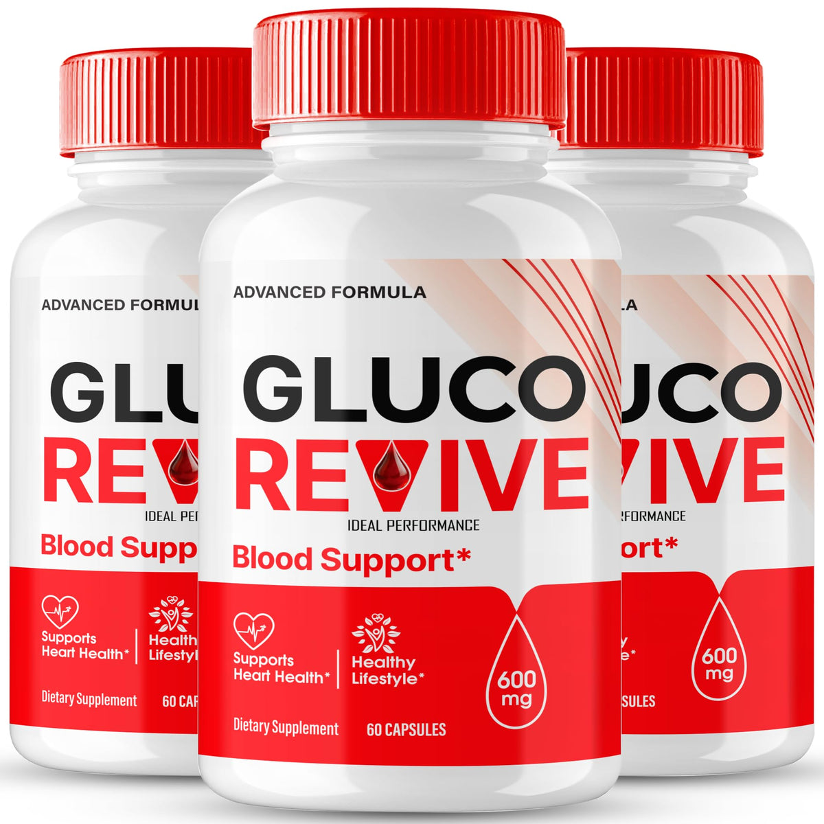 IDEAL PERFORMANCE Gluco Revive Pills bottle-front for everyday wellness and natural support.