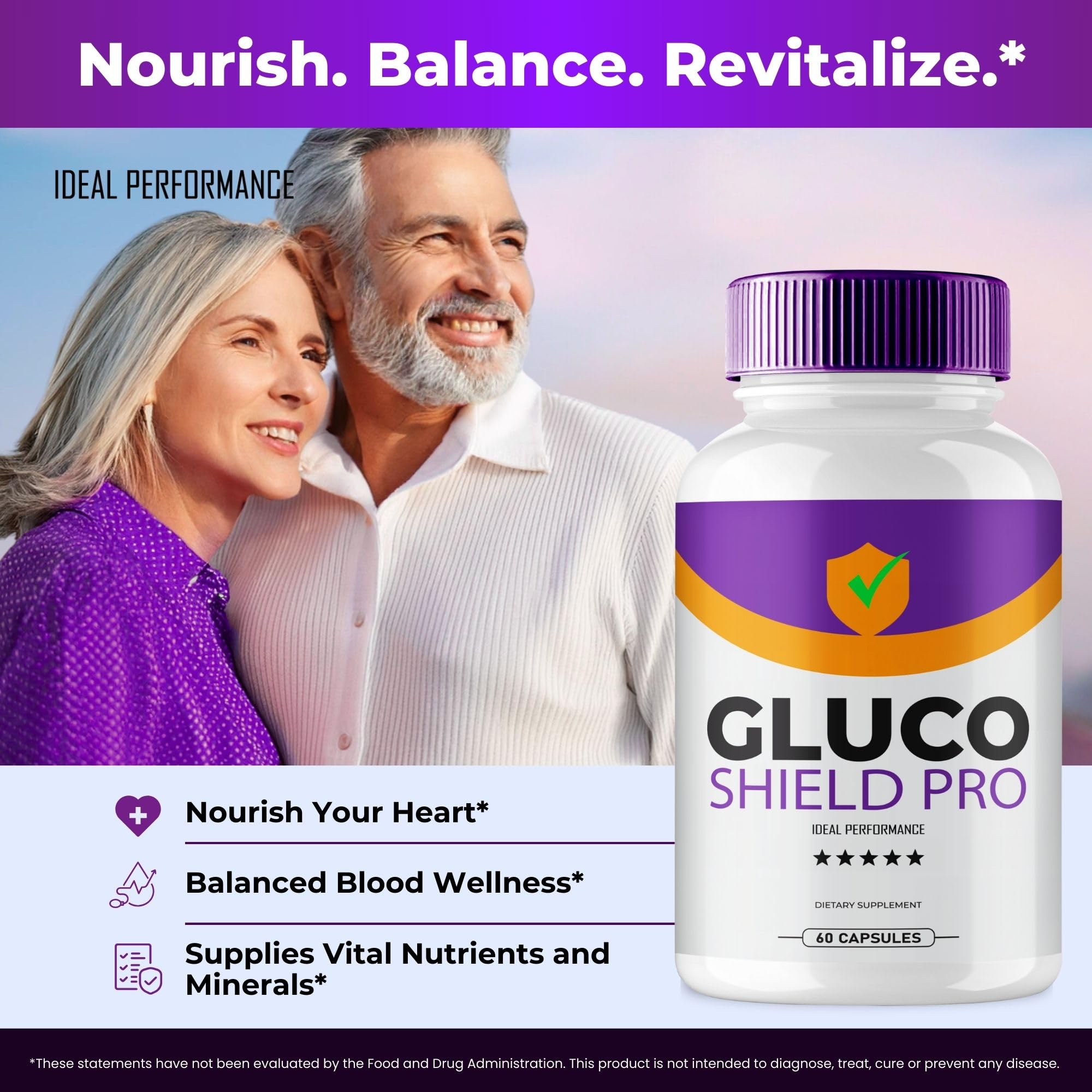 IDEAL PERFORMANCE Gluco Shield Pro bottle side view, easy daily dosing