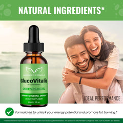 Gluco Vitalis Drops on store shelf with clear branding