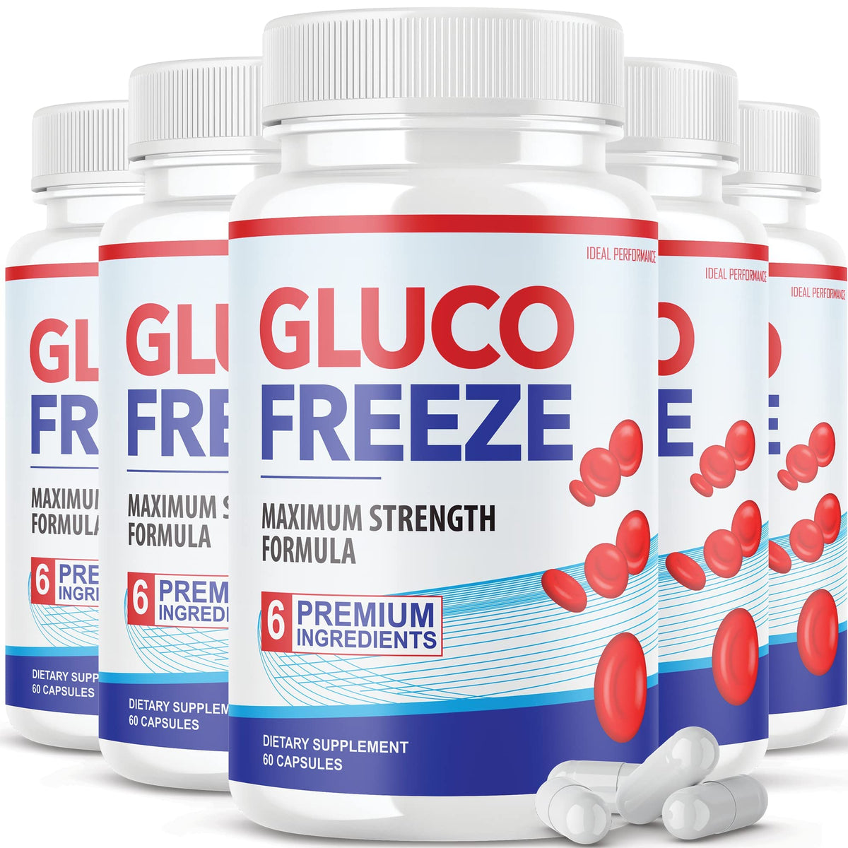 IDEAL PERFORMANCE GlucoFreeze bottle front view, Cinnamon Bark formula for daily supplementation