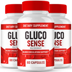 IDEAL PERFORMANCE GlucoSense capsules bottle highlighting advanced circulation support.