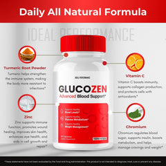 Glucozen bottle and pack visuals suggest strength and everyday support.