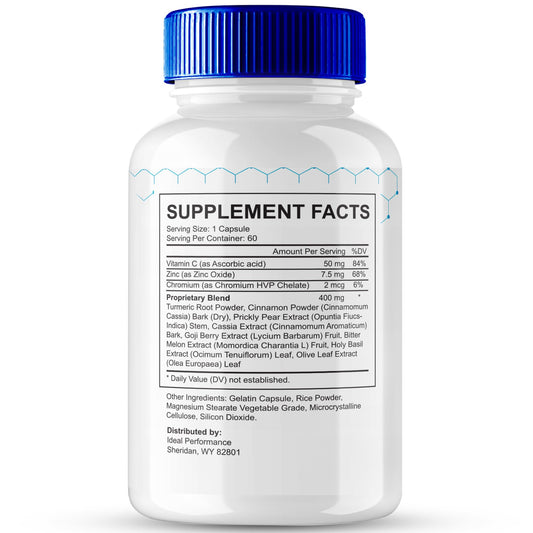 IDEAL PERFORMANCE Gluctose capsules close-up highlighting maximum strength for daily support.
