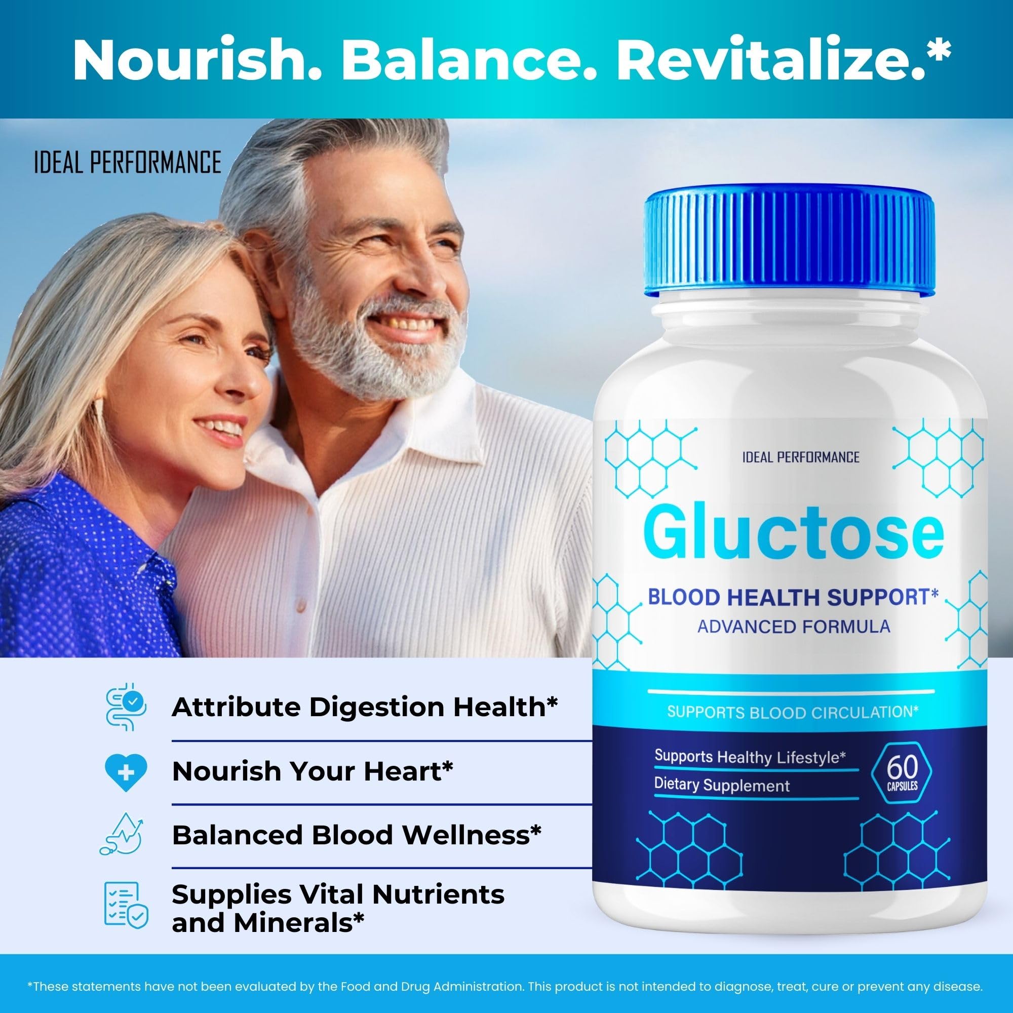 IDEAL PERFORMANCE Gluctose packaging on desk suggesting at-home wellness support.
