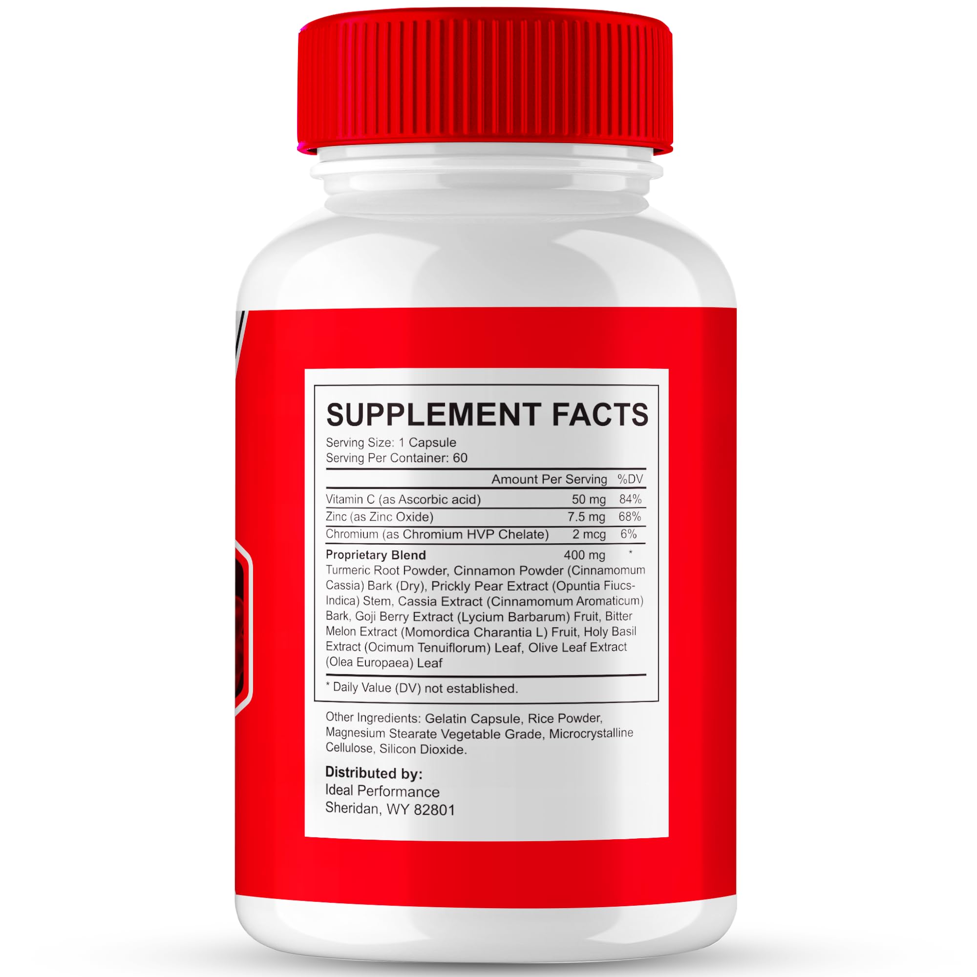 IDEAL PERFORMANCE Glyco Prime capsules bottle close-up, premium packaging and clear label.