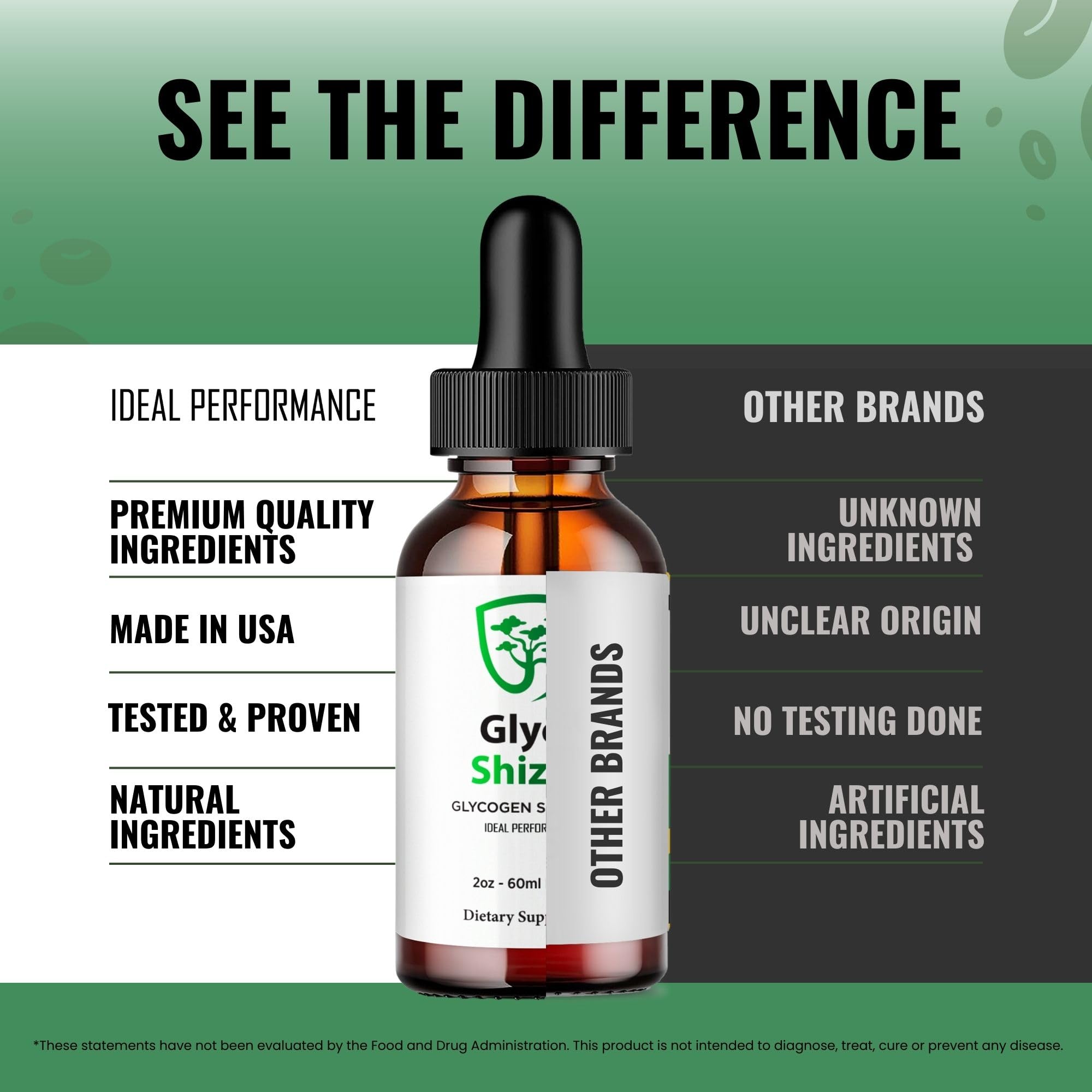 IDEAL PERFORMANCE Glyco Shizen Drops ready-to-use bottle on kitchen counter.