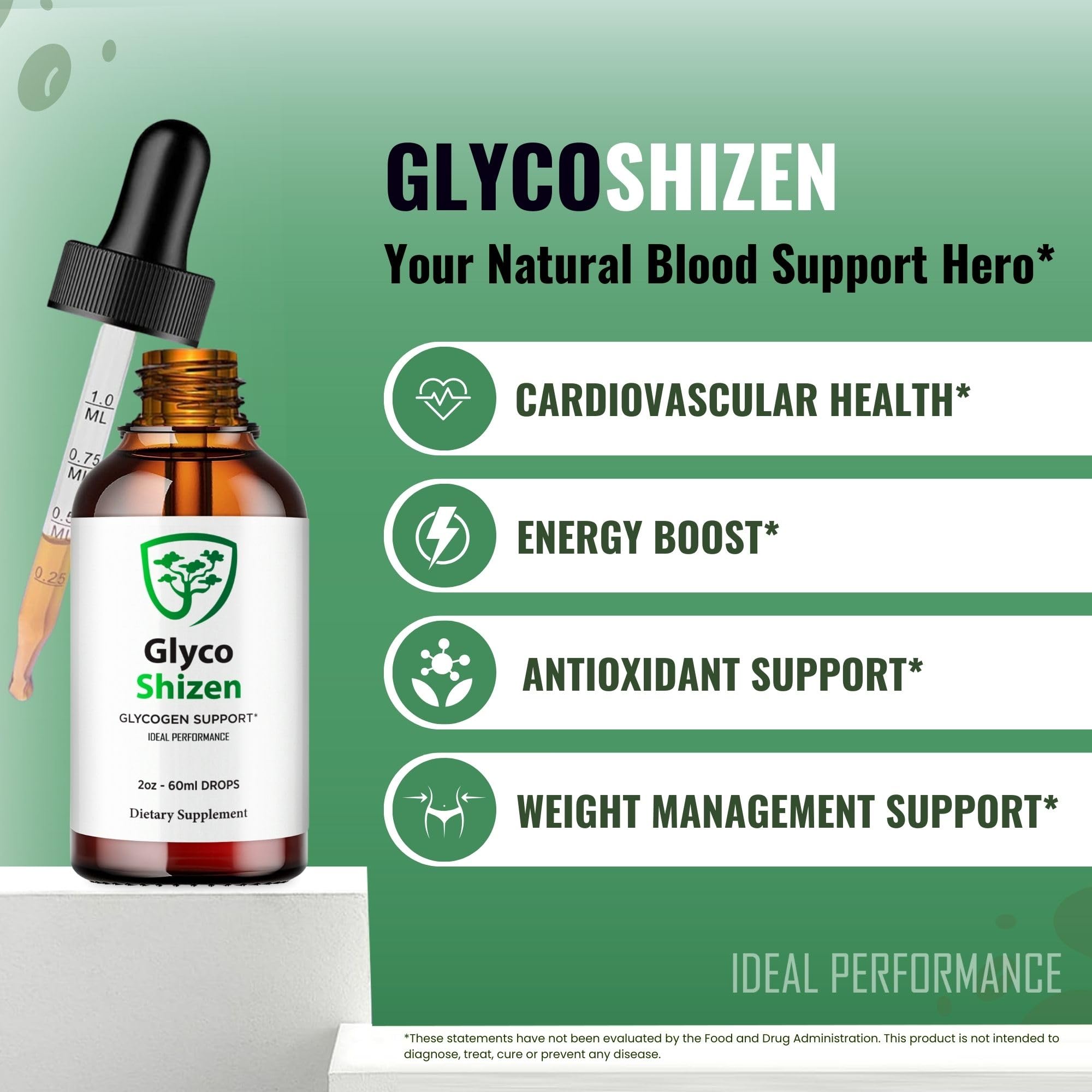 IDEAL PERFORMANCE Glyco Shizen Drops 3-pack front view
