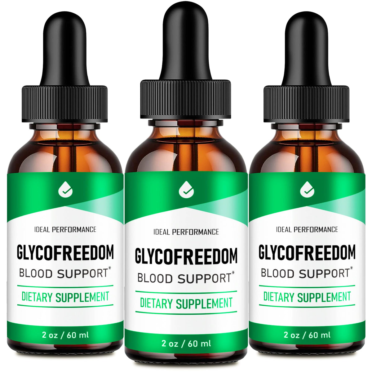 Ideal Performance Glycofreedom Drops bottle pour for easy daily dosing.