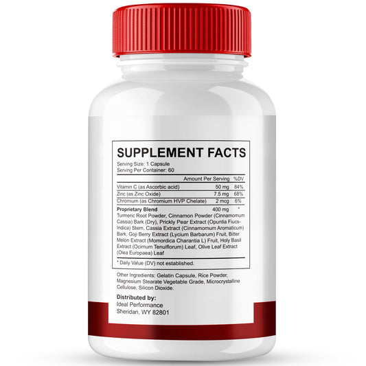 IDEAL PERFORMANCE GlycoIQ bottle back highlights maximum strength formula for daily use