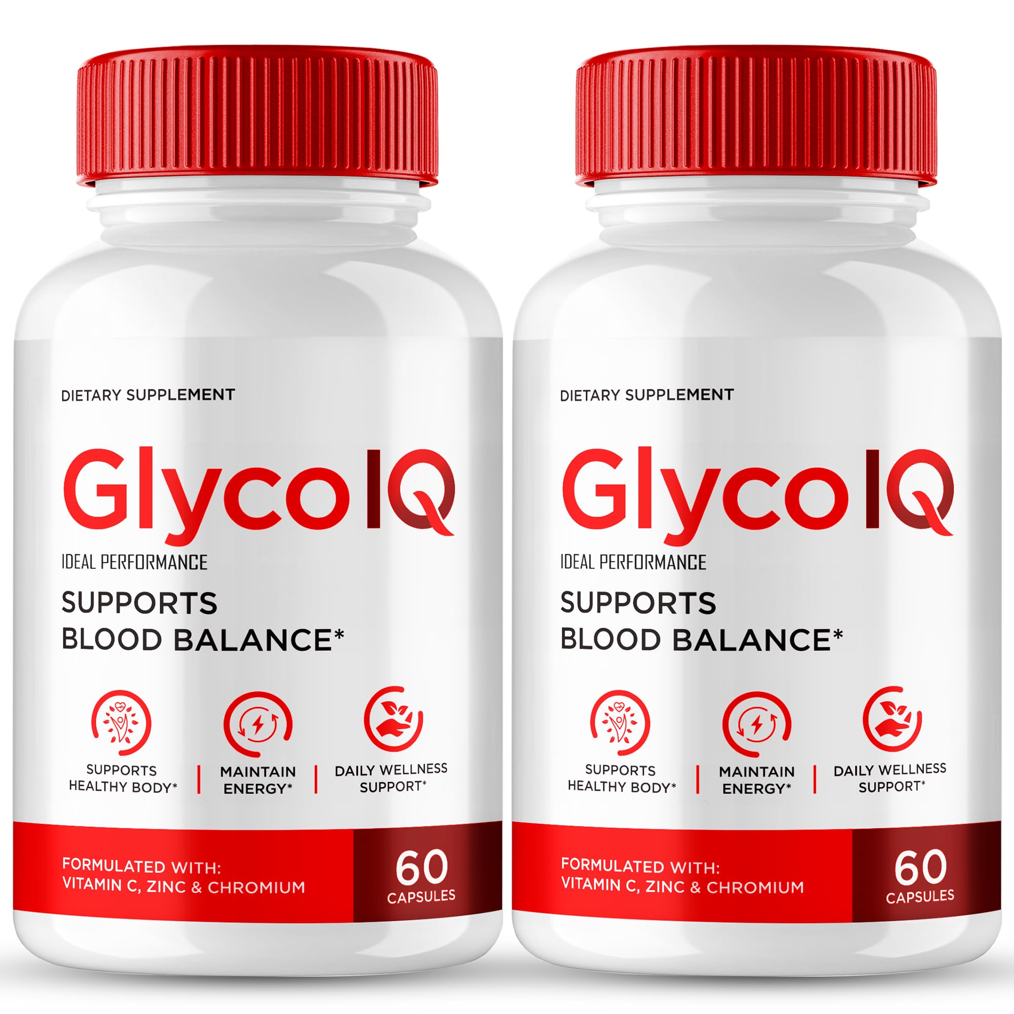 IDEAL PERFORMANCE GlycoIQ capsules bottle front for natural blood support