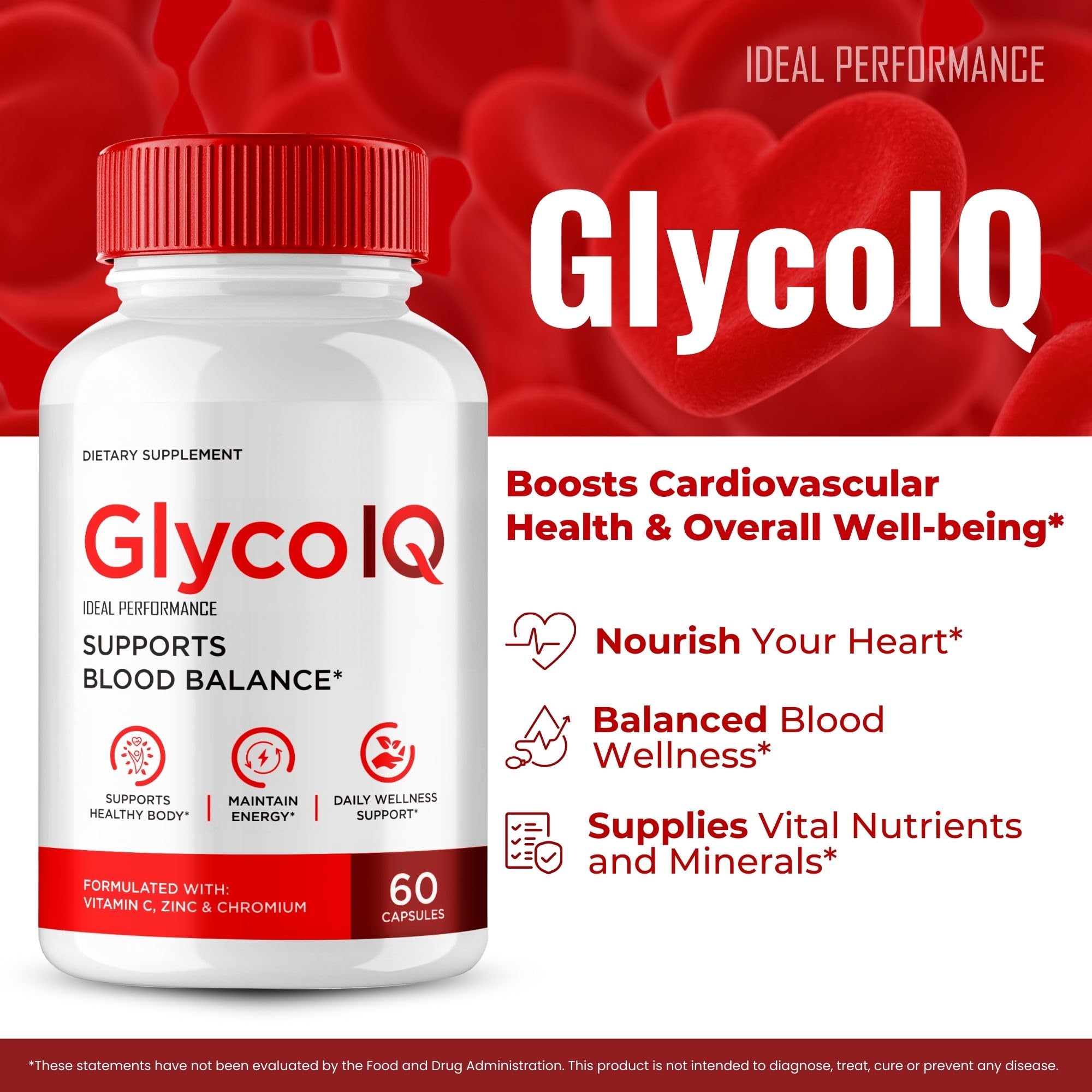 IDEAL PERFORMANCE GlycoIQ capsules poured into a hand for easy daily ritual