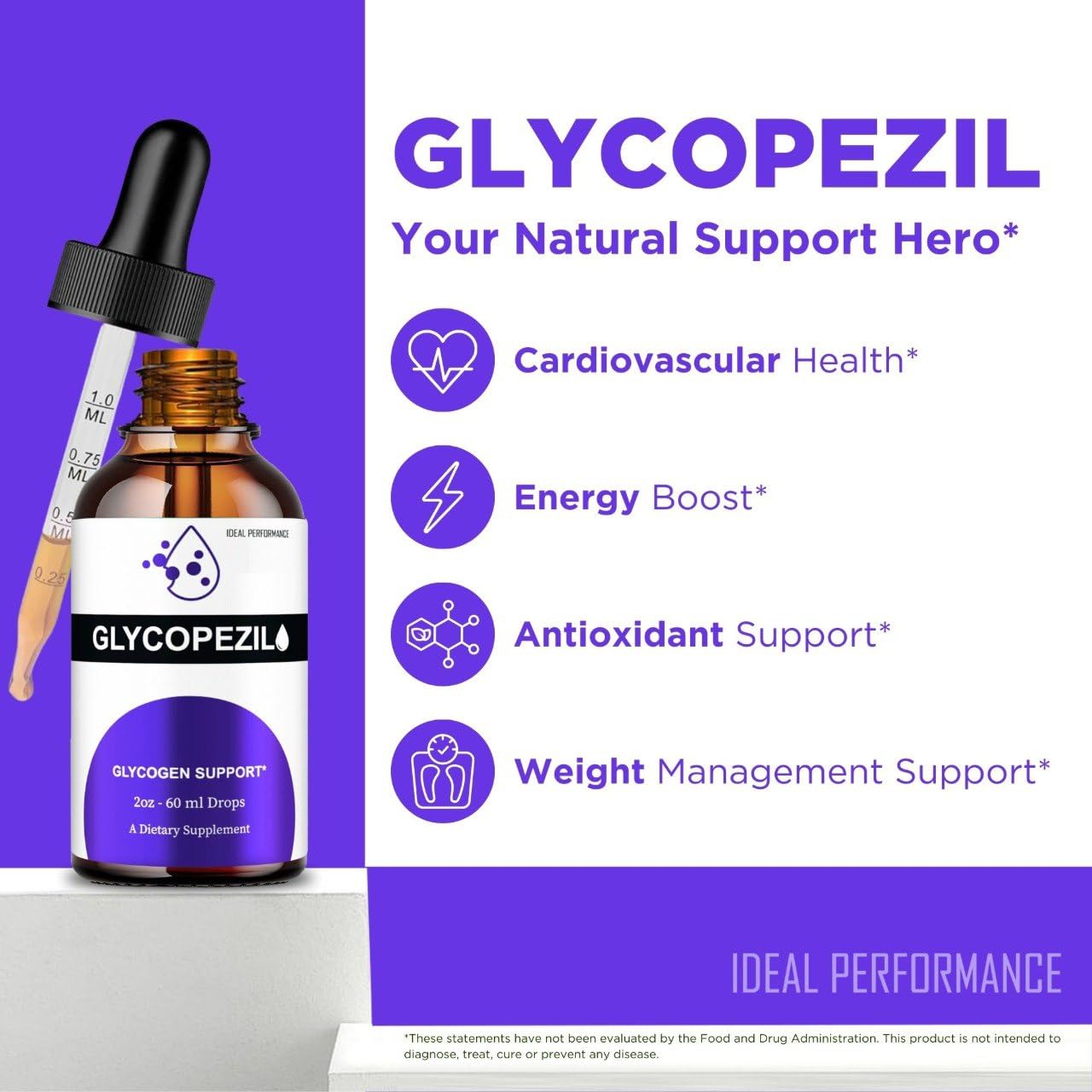 IDEAL PERFORMANCE Glycopezil Drops label front signaling official blood support