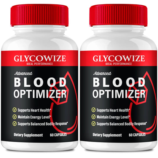 IDEAL PERFORMANCE Glycowize Blood Optimizer bottle displayed for daily circulation support.