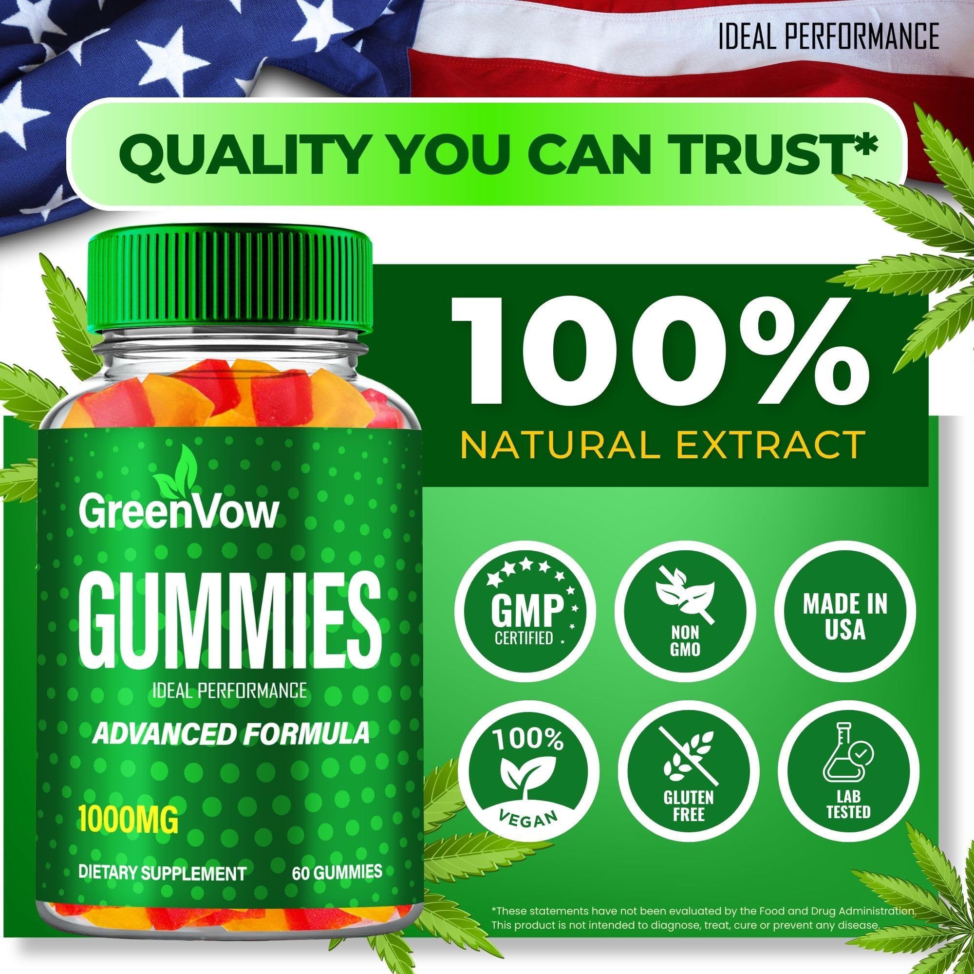 IDEAL PERFORMANCE GreenVow Hemp Gummies on-the-go use, portable for travel.