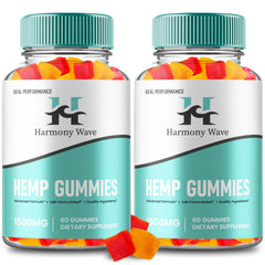 IDEAL PERFORMANCE Harmony Wave Gummies bottle front shows premium hemp blend for daily wellness.