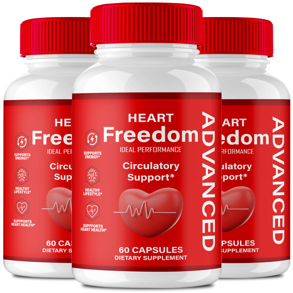IDEAL PERFORMANCE Heart Freedom bottle on counter highlighting daily energy and circulation support.