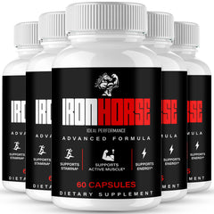 IDEAL PERFORMANCE Iron Horse supplement bottle on a counter supporting daily energy