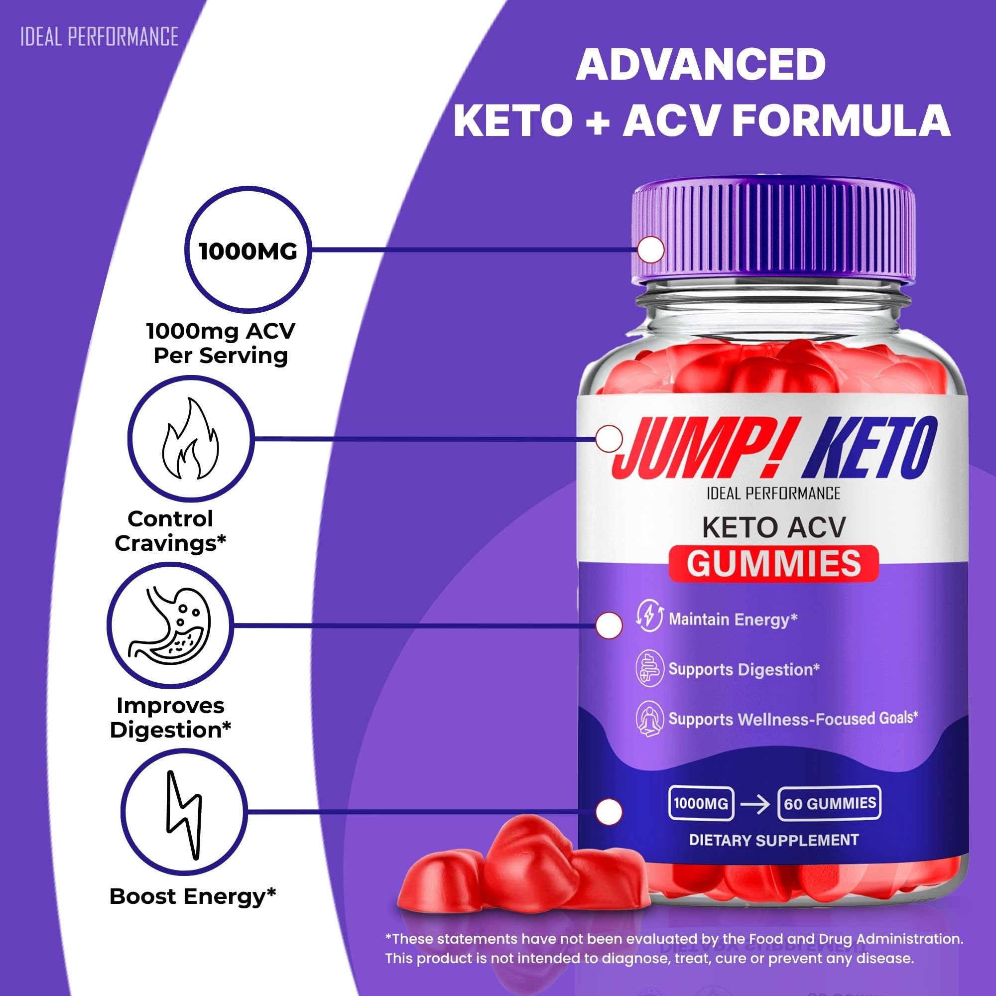 IDEAL PERFORMANCE Jump Keto Gummies ingredients view showing natural components