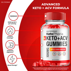 IDEAL PERFORMANCE KetoPhoria ACV Gummies ingredients panel highlights natural sources.