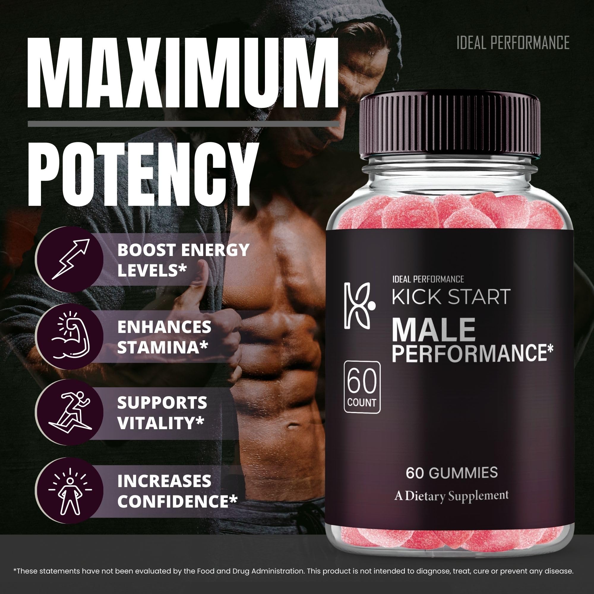 IDEAL PERFORMANCE KickStart Gummies pouch beside workout gear for pre-workout routine