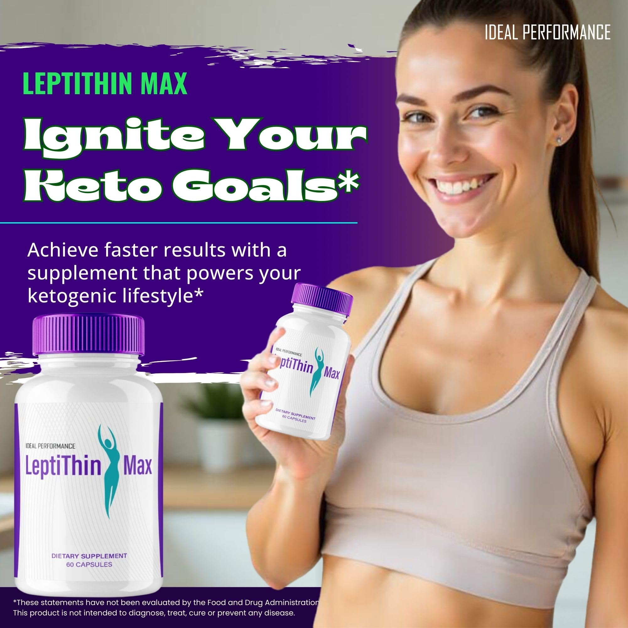 IDEAL PERFORMANCE Leptithin Max Keto Capsules pour captures smooth, easy-to-swallow capsules.