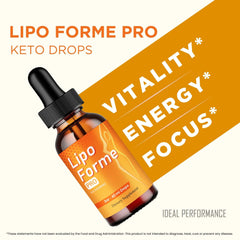 IDEAL PERFORMANCE LipoForme Drops ingredients label highlights natural keto formula.