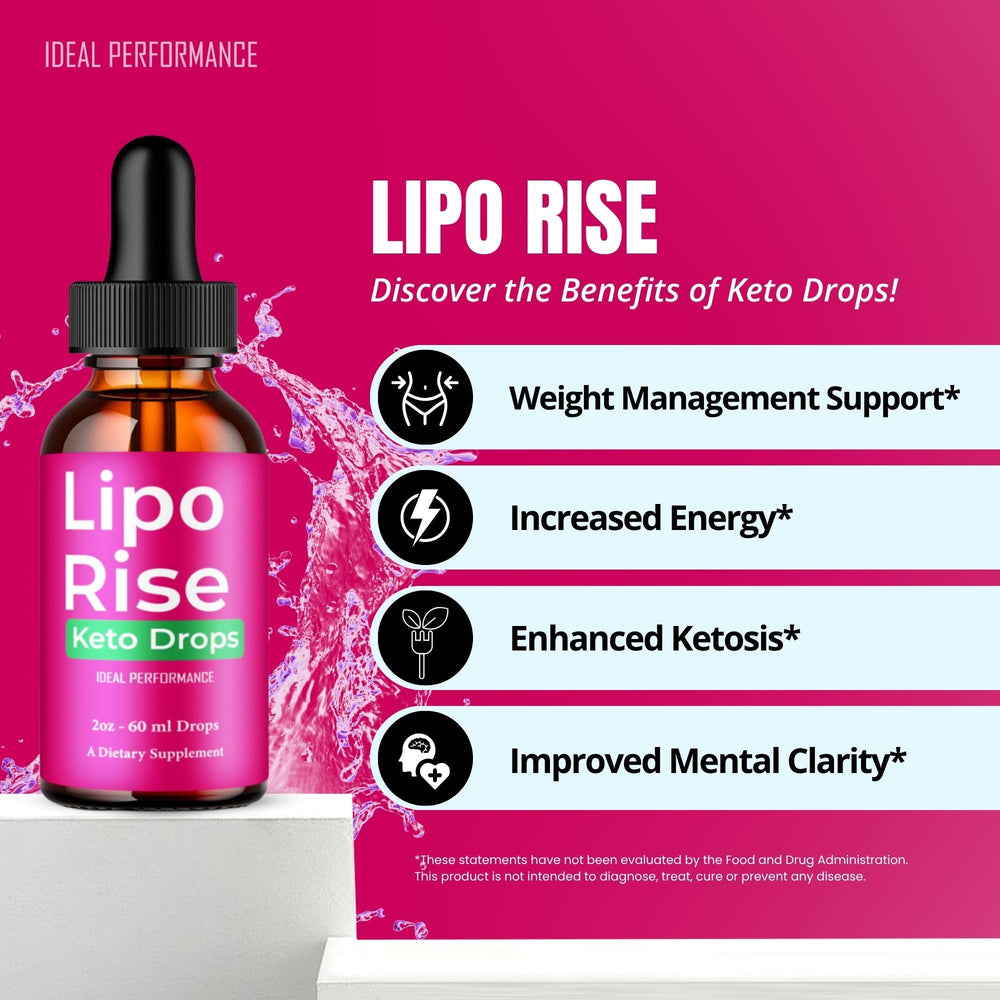 IDEAL PERFORMANCE Lipo Rise Drops on kitchen counter ready for daily routine