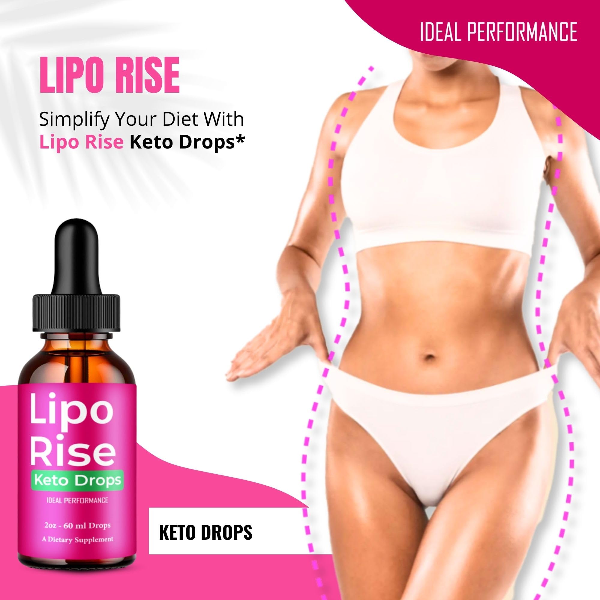IDEAL PERFORMANCE Lipo Rise Drops packaging with natural ingredients focus