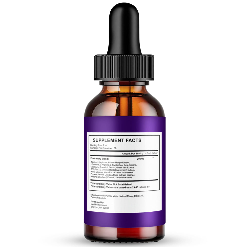 IDEAL PERFORMANCE Lipobound Drops dispensing droppers for precise keto dosing.