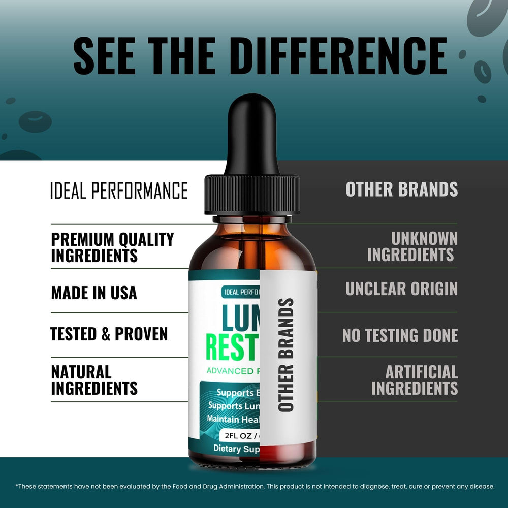 IDEAL PERFORMANCE Lung Restore Drops in-use scene suggesting daily comfort.