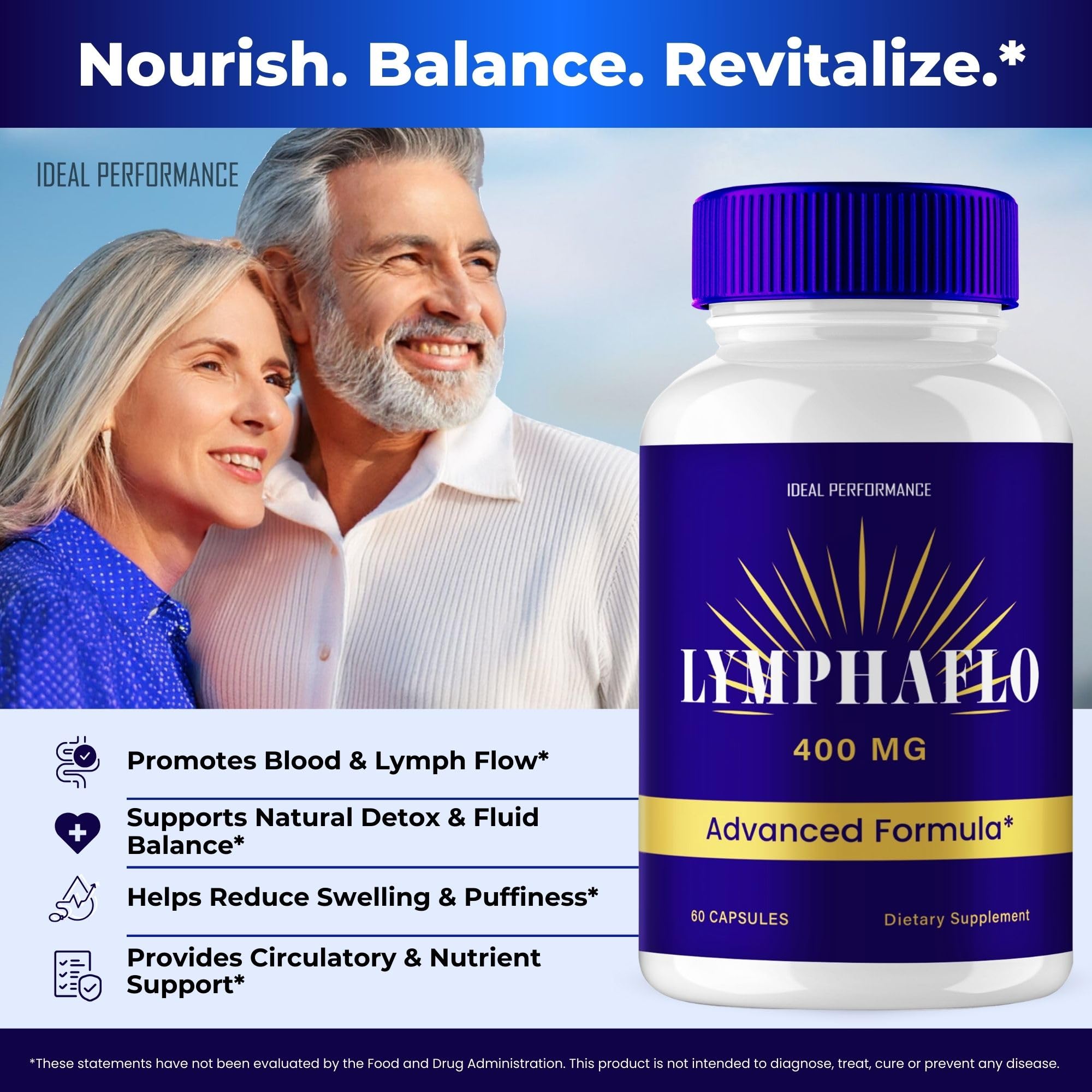 IDEAL PERFORMANCE LymphaFlo bottle open with capsules ready to take.