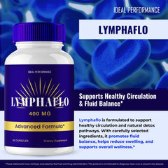 IDEAL PERFORMANCE LymphaFlo label detail showing official product information.